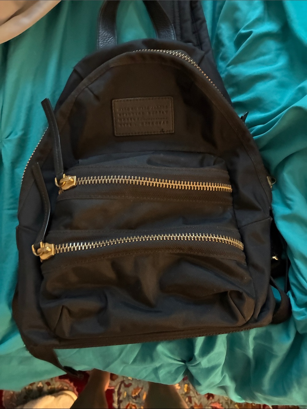 Marc Jacobs Black Backpack with Gold Hardware